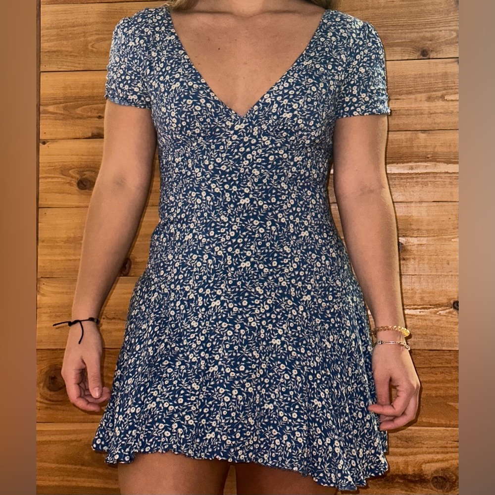 Blue floral princess Polly mini sundress